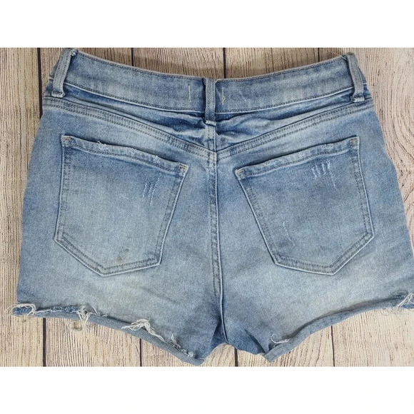 Oasis Eunina Denim Cut-Off Short Shorts Women's Medium Light Wash Distressed - Picture 2 of 7